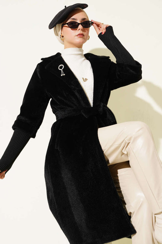 Manteau côtelé à manches Goldfox noir