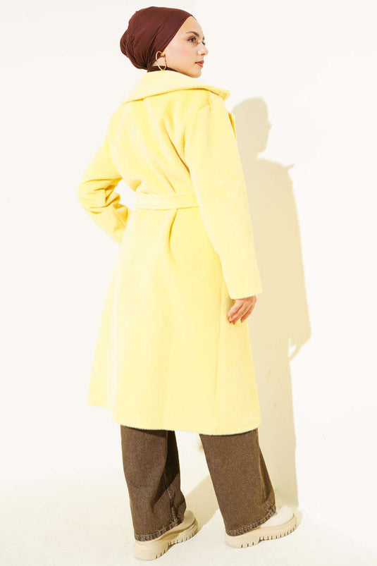 معطف كشمير بحزام من جولدفوكس، أصفر