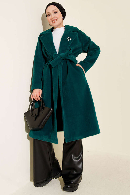 Manteau en cachemire ceinturé Goldfox, émeraude