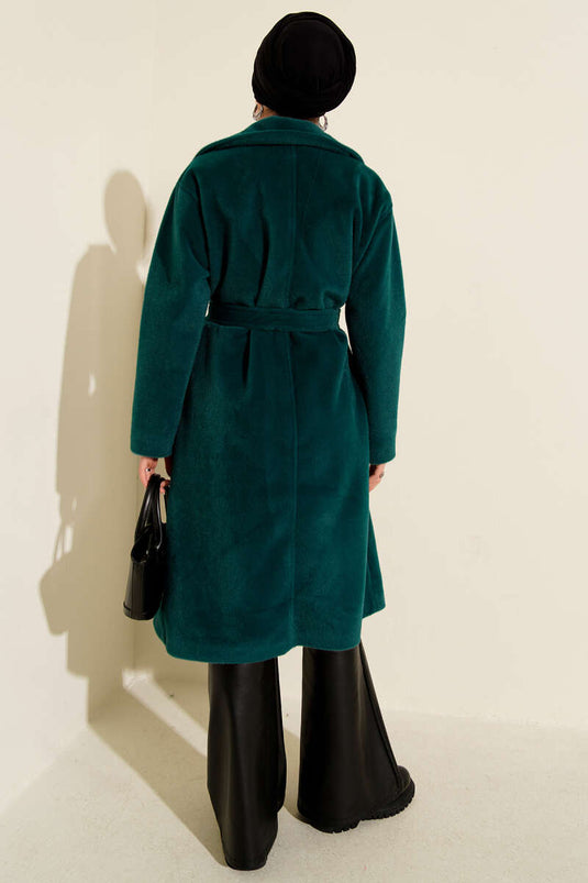 Manteau en cachemire ceinturé Goldfox, émeraude