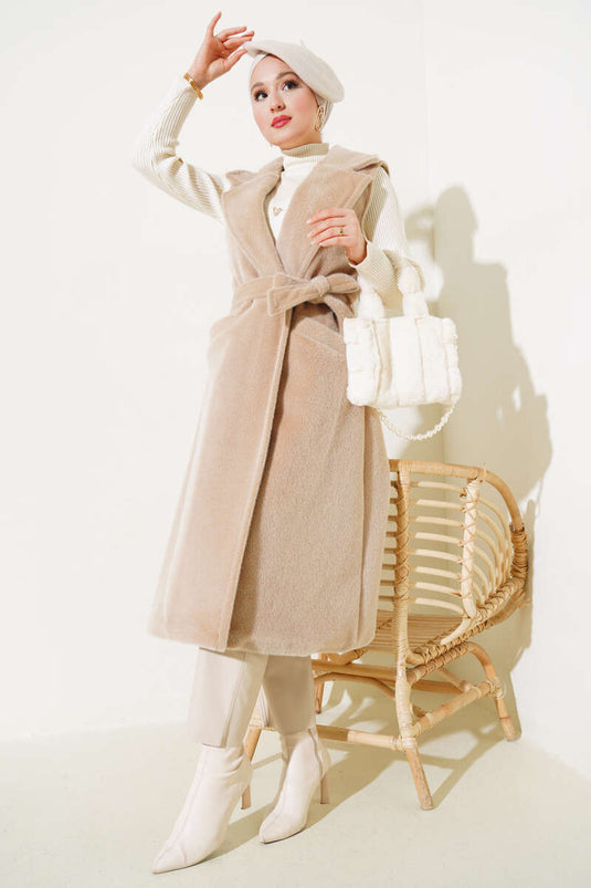 Gilet long ceinturé Goldfox beige