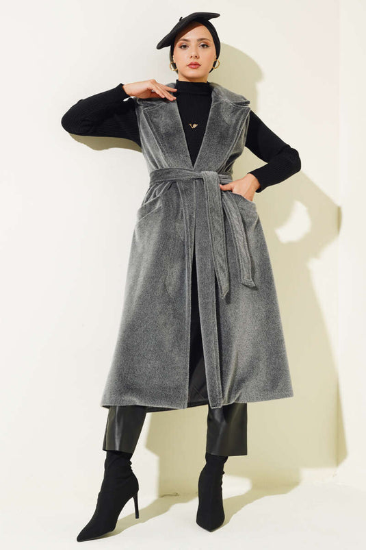 Gilet Long Ceinturé Goldfox Gris