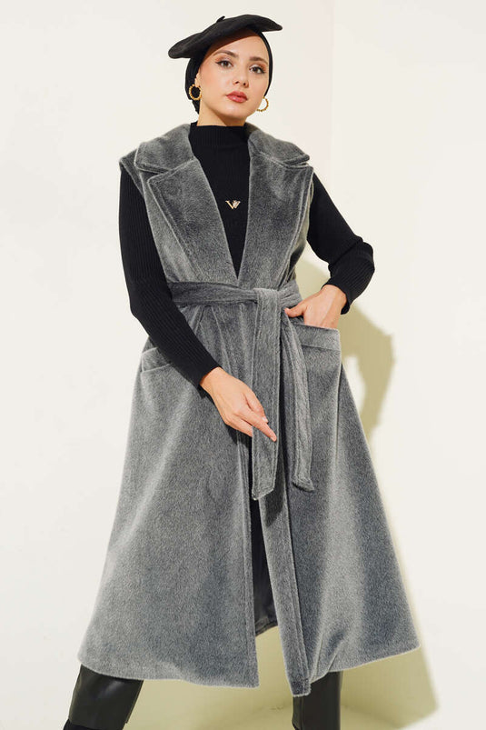 Gilet Long Ceinturé Goldfox Gris