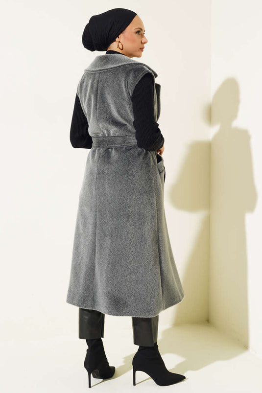 Gilet Long Ceinturé Goldfox Gris