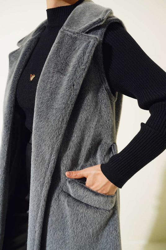 Gilet Long Ceinturé Goldfox Gris