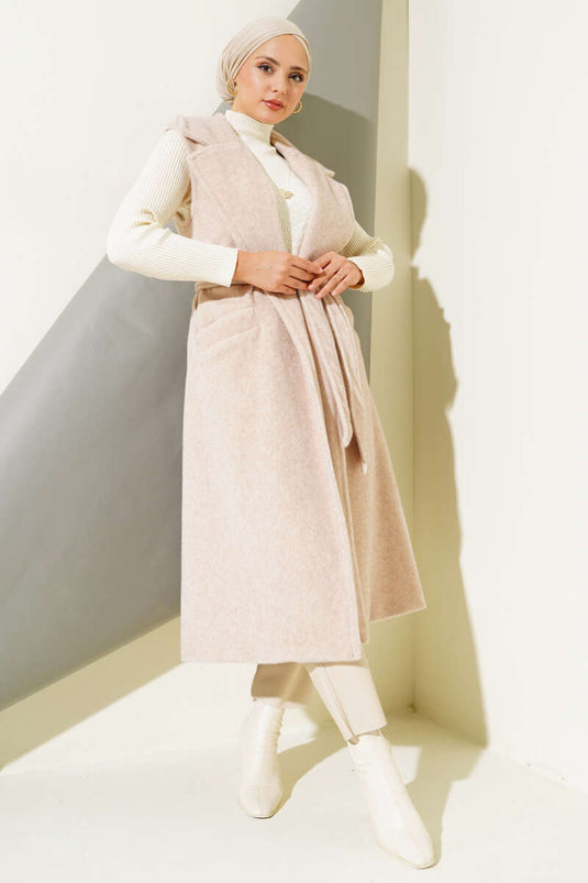 Goldfox Gilet Long Ceinturé Poudre