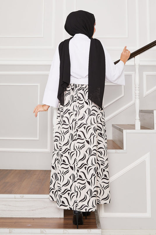 Chemise avec ceinture et jupe à manches larges, tailleur blanc