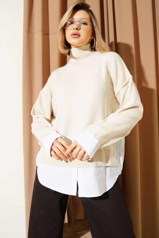 Gömlek Garnili Salaş Triko Kazak Taş