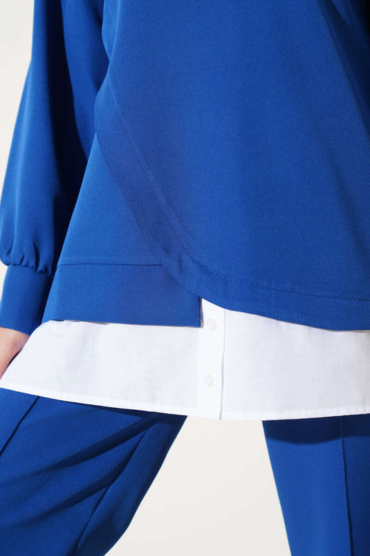 Gömlek Garnili Tunik İkili Takım Lacivert