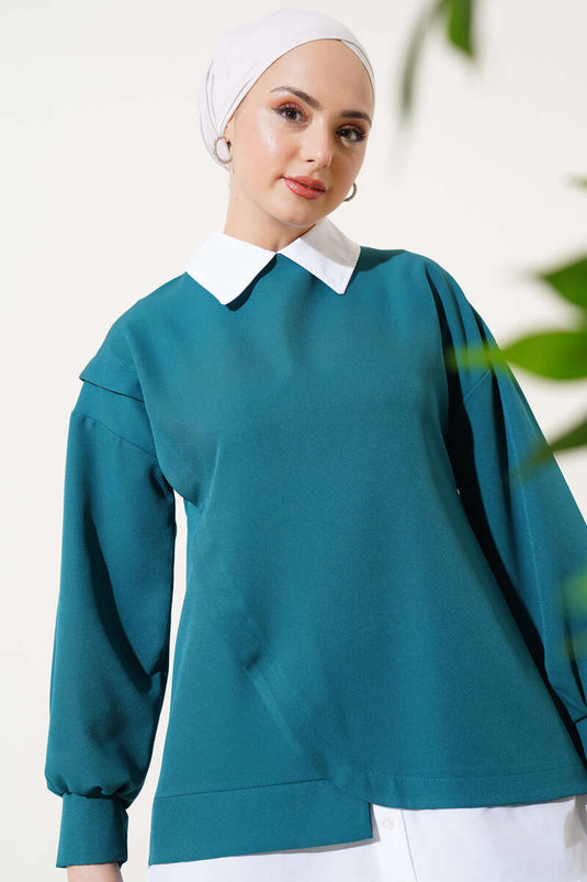 Chemise Garnie Tunique Double Ensemble Émeraude