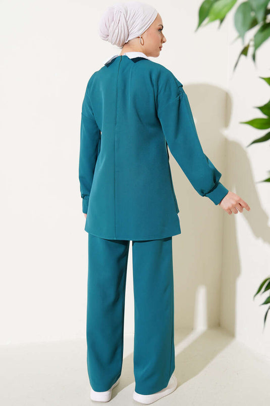 Chemise Garnie Tunique Double Ensemble Émeraude
