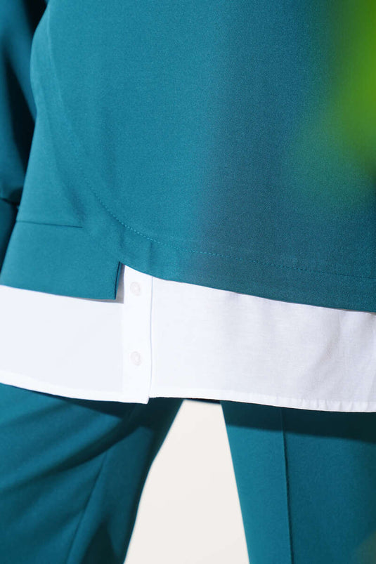 Chemise Garnie Tunique Double Ensemble Émeraude