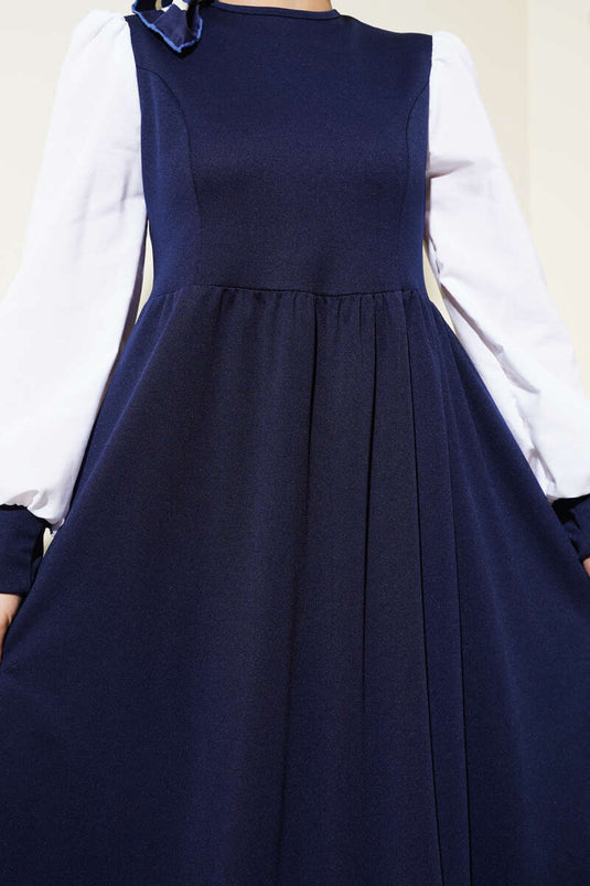 Robe de princesse à manches chemise bleu marine