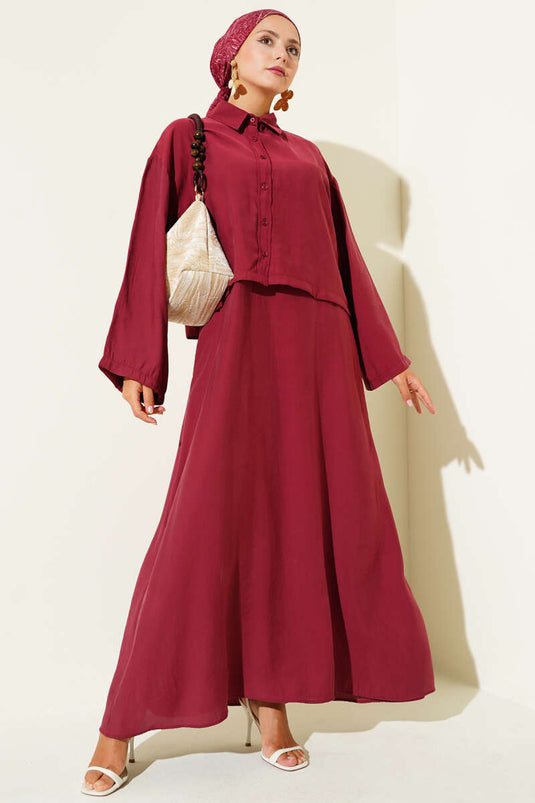 Button-down-Hemdkragen Weste Anzug Burgund