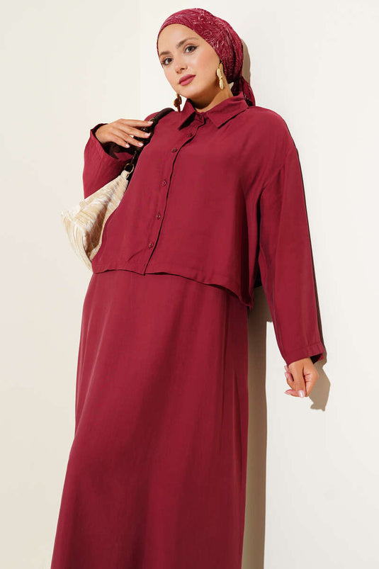 Button-down-Hemdkragen Weste Anzug Burgund