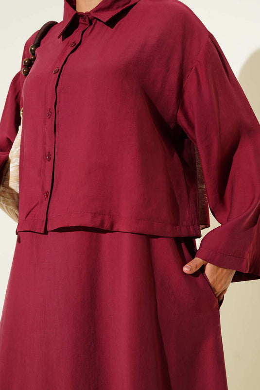 Button-down-Hemdkragen Weste Anzug Burgund