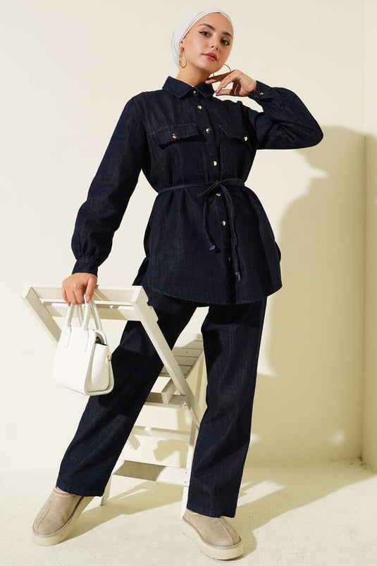 Gömlek Yaka Kot İkili Takım Kot