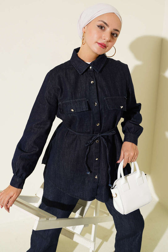 Gömlek Yaka Kot İkili Takım Kot