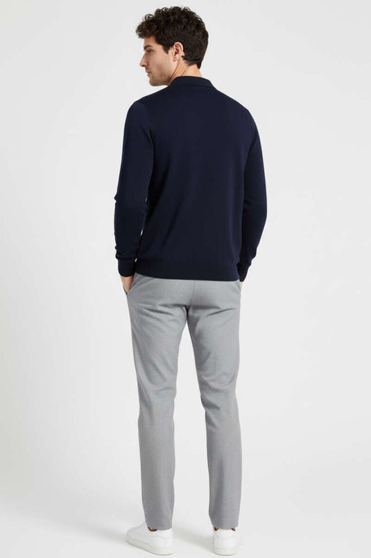 Gömlek Yaka Merserize Triko Erkek Kazak Lacivert