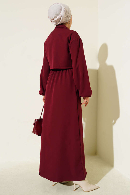 Gömlek Yaka Önü Fermuarlı Jile Takım Bordo