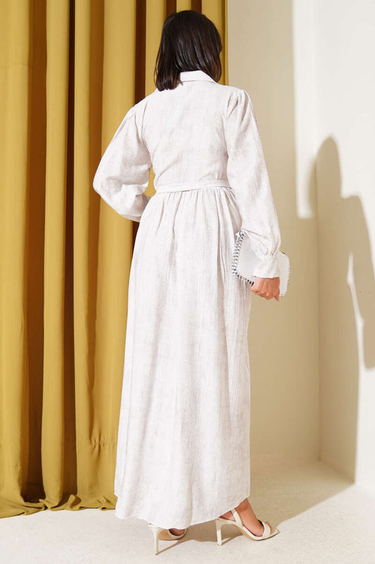 Gömlek Yaka Yandan Bağlamalı Elbise Taş