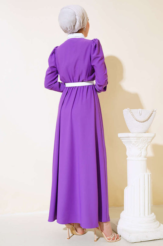 Shirtkraag Jurk Paars