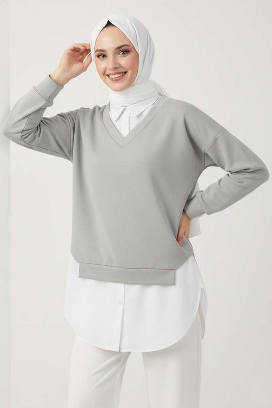 Tunique à col chemise granit gris