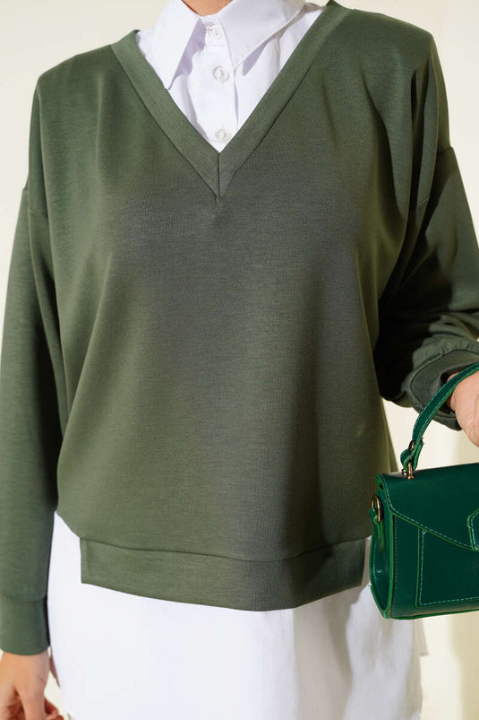 قميص بياقة جرانيت تونيك كاكي