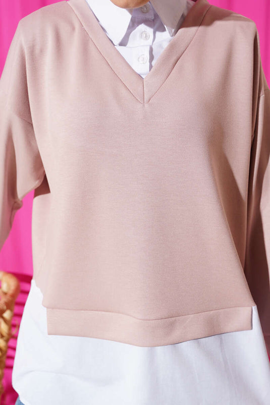 Tunique à col chemise en granit poudre