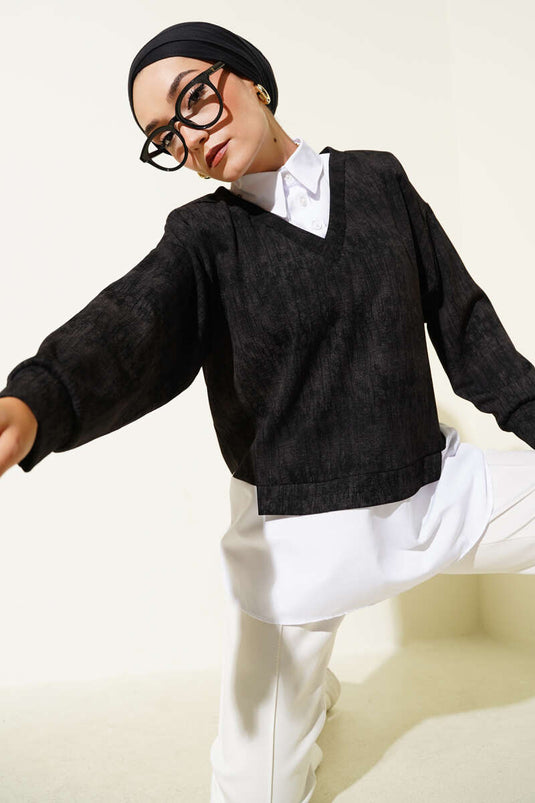 Tunique à col chemise granit noir