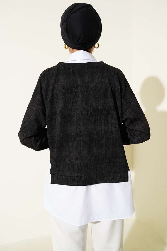 Tunique à col chemise granit noir