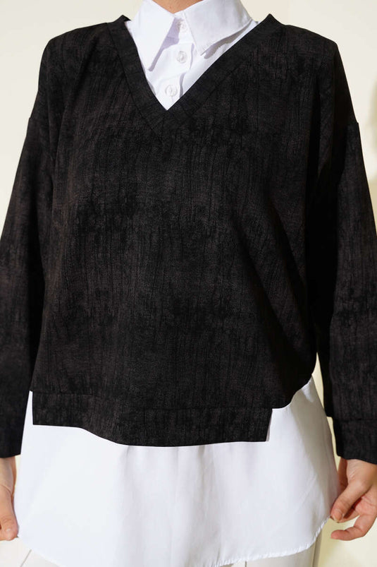 Tunique à col chemise granit noir