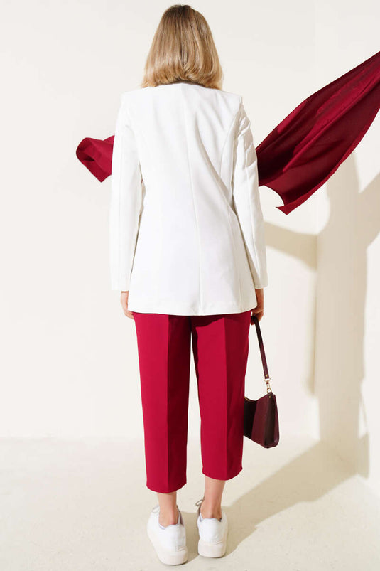 Veste blazer Rose Accessoirisée Écru