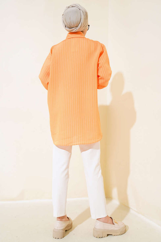 Rose Accessoire Tunique Slim Rayée Orange