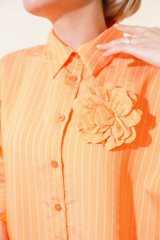 Rose Accessoire Tunique Slim Rayée Orange