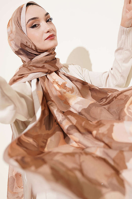 Écharpe En Bambou À Fleurs Rose Beige