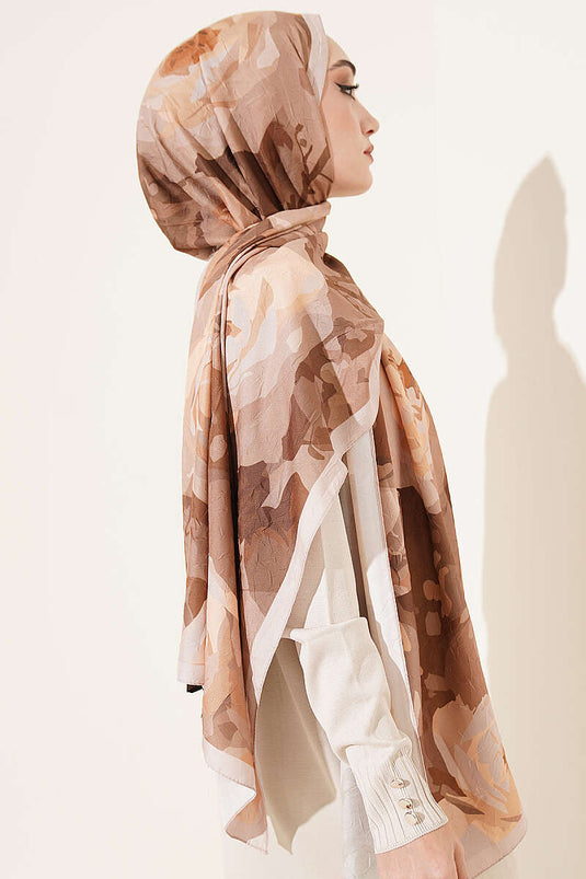 Écharpe En Bambou À Fleurs Rose Beige