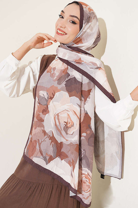Écharpe En Bambou À Motif Rose Châtaigne