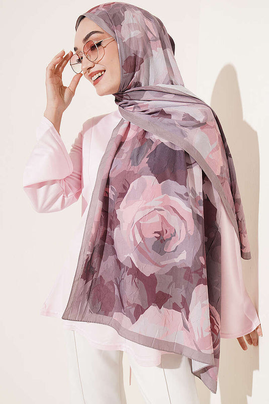 Écharpe En Bambou À Motif Rose Couleur Mink