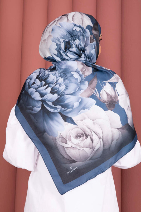 Roze Motief Premium Sjaal Serie Navy