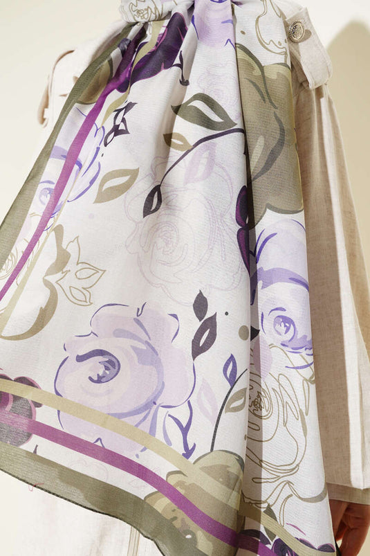 Gül Motifli Şal Haki