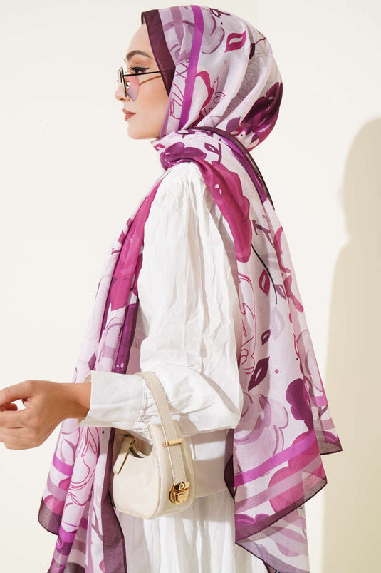 Rosenmotiv-Schal, Pflaume