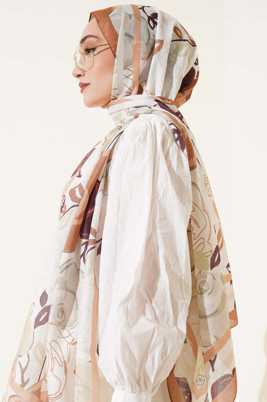 Gül Motifli Şal Taba