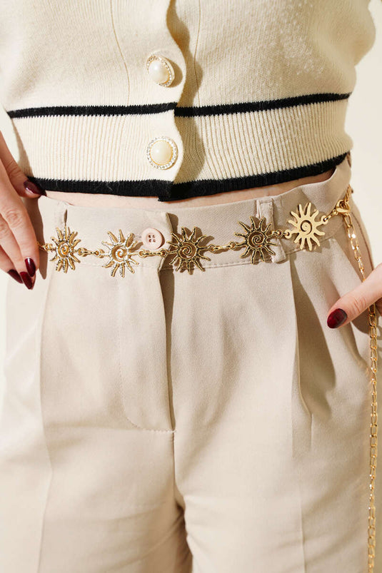 Sun Figurine Chain Belt Gold