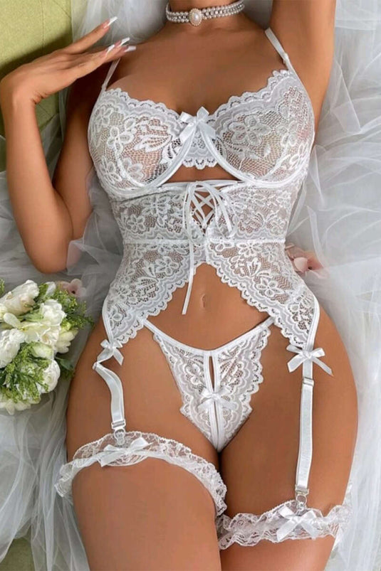 Camicia da notte fantasia bianca con spalline in pizzo