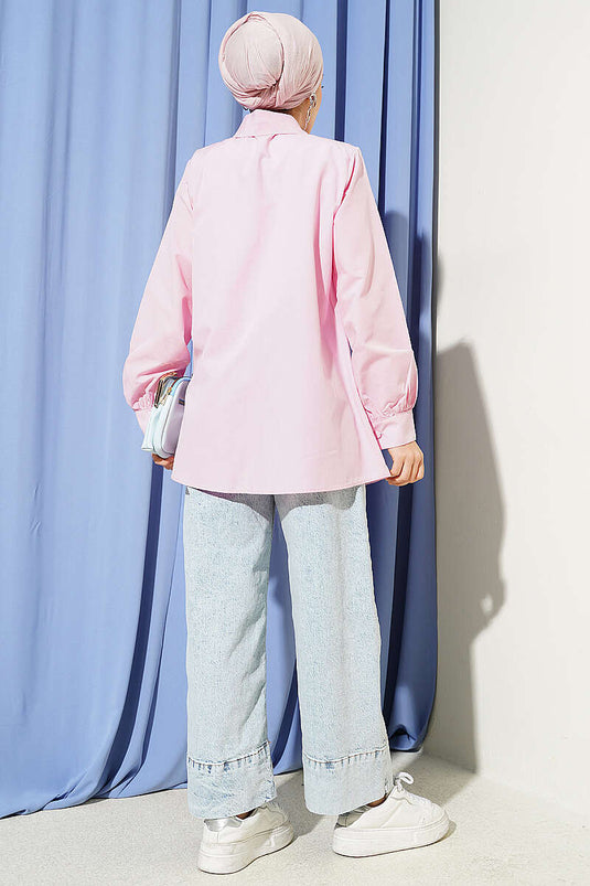 Lace-Up Shirt Pink