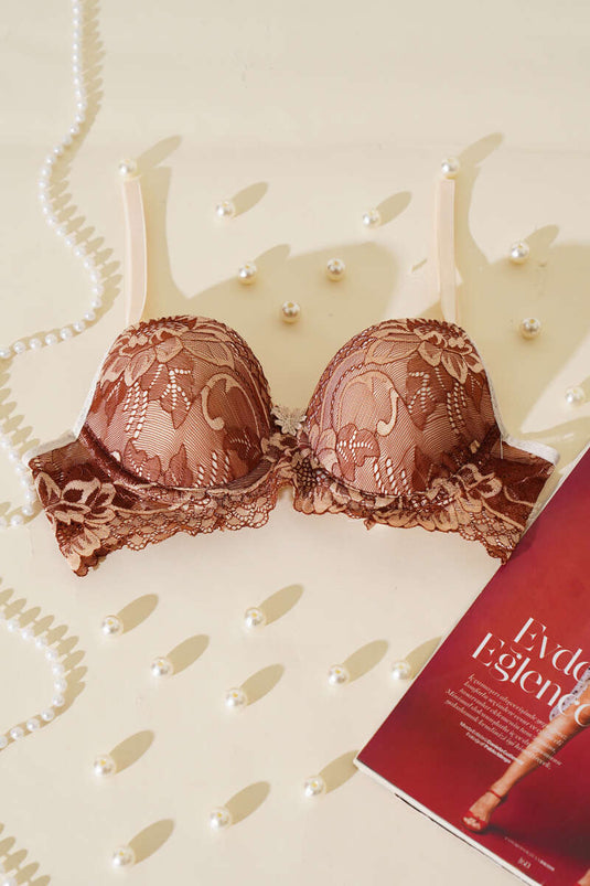 Soutien-gorge à lacets sans rembourrage, peau brune