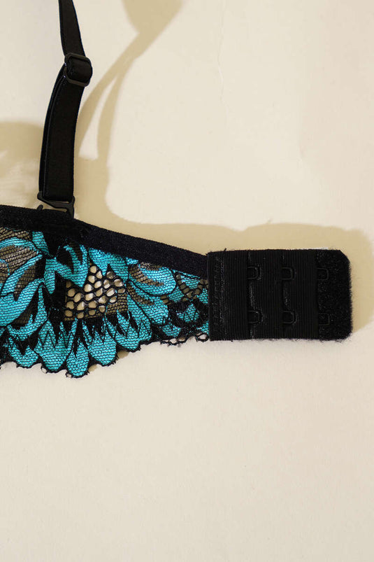 Soutien-gorge à lacets sans rembourrage noir turquoise