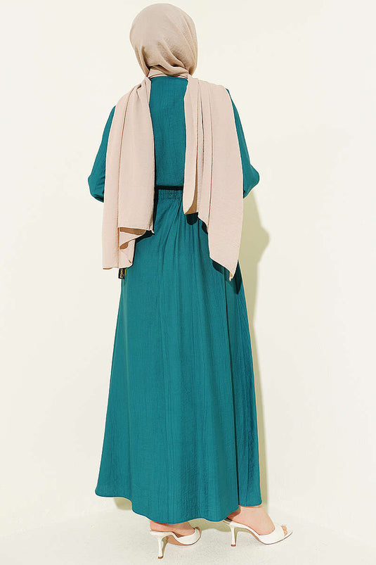 Lace Half-Brit Buttoned Skirt Set Emerald
