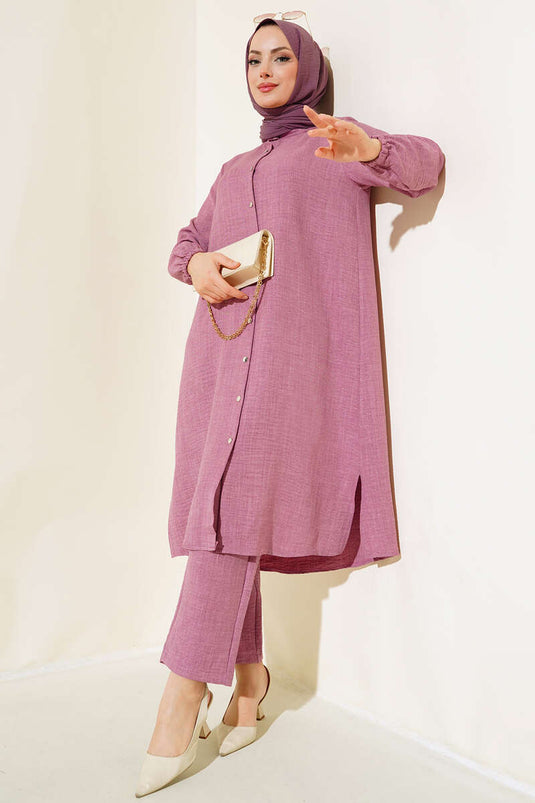 Double Breasted Button-Down Suit in Rose Color